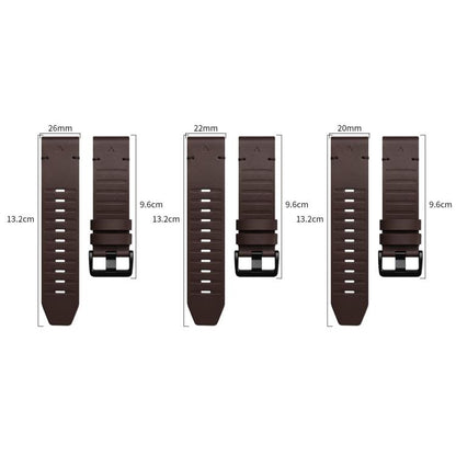 Black Pin Buckle Genuine Leather Watch Band, For Gamin 22mm, For Gamin 26mm, For Gamin 20mm