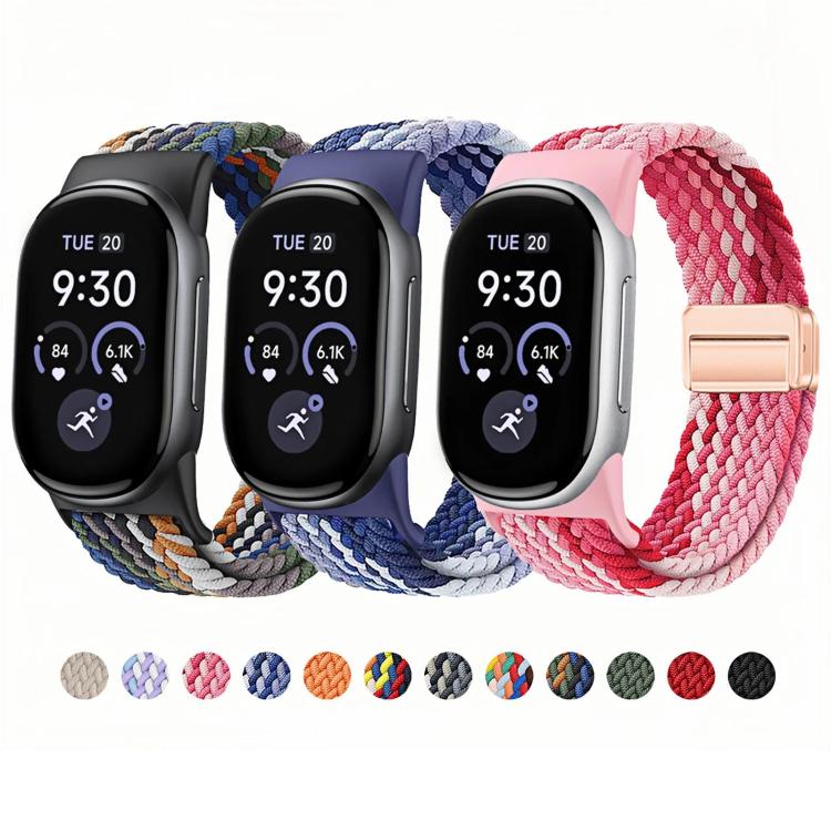 Magnetic Buckle Nylon Braided Elastic Watch Band, For Google Fitbit Edge