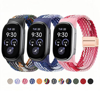 Magnetic Buckle Nylon Braided Elastic Watch Band, For Google Fitbit Edge
