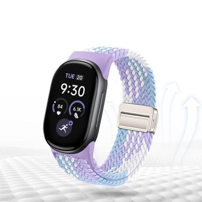 Magnetic Buckle Nylon Braided Elastic Watch Band, For Google Fitbit Edge
