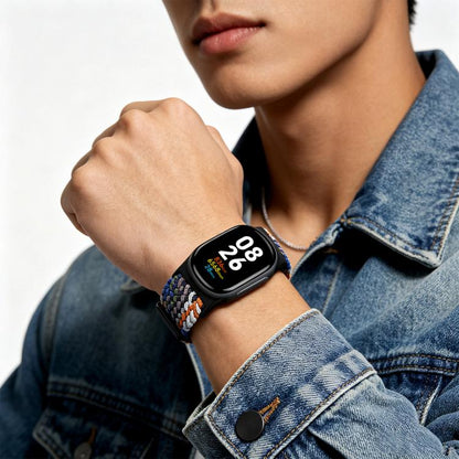 Magnetic Buckle Nylon Braided Elastic Watch Band, For Google Fitbit Edge