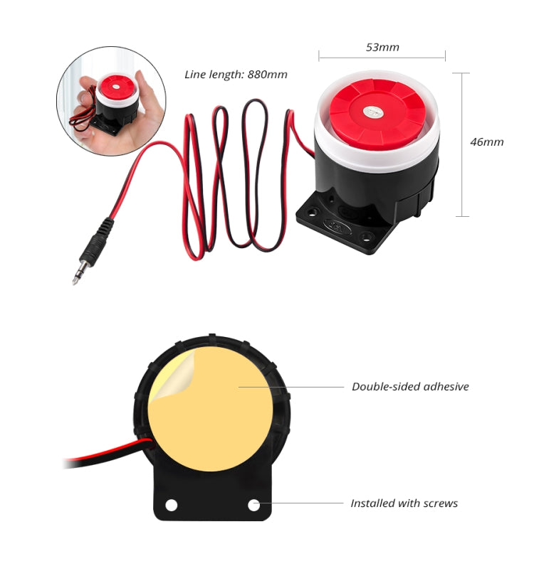 Mini alarme filaire PSTN / GSM sans fil système de sécurité pour la maison alarme 120 décibels accessoires d'alarme cornet