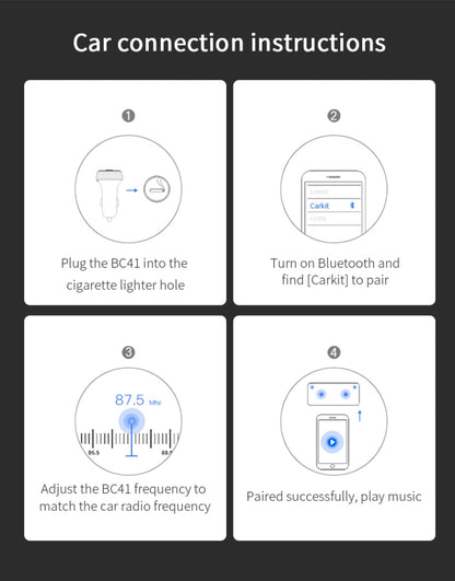 BC41 Multi-Functional MP3 Player, Bluetooth Receiver, USB Charger, Automobile Cigarette Lighter, BC41
