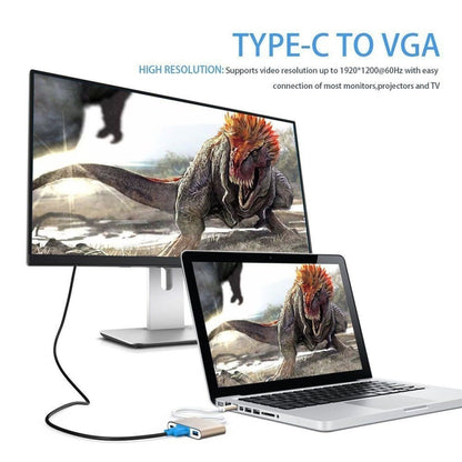 USB Type C to VGA 3-in-1 Hub Adapter supports USB Type C tablets and laptops for Macbook Pro / Google ChromeBook, VGA+USB3.0 to Type-C Gold, VGA+USB3.0 to Type-C Silver