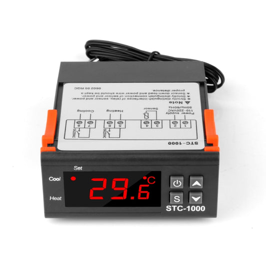 STC-1000 220V Digital Temperature Controller LED Temperature Regulator Thermostat for Incubator Relay 10A Heating and Cooling, 220V
