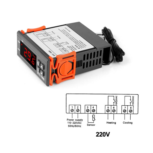 STC-1000 220V Digital Temperature Controller LED Temperature Regulator Thermostat for Incubator Relay 10A Heating and Cooling, 220V