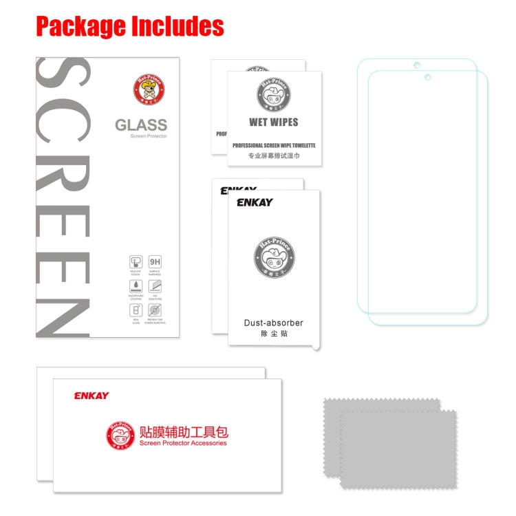 2 PCS ENKAY Hat-prince 0.26mm 9H 2.5D Curved Edge Tempered Glass Film for, Galaxy A10s, Xiaomi Redmi Note 8 Pro, Xiaomi Redmi Note 8