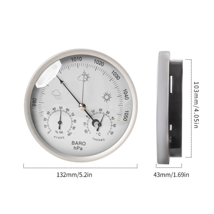 THB9392  Wall Mounted Digital Thermometer Hygrometer Household High Accuracy Pressure Gauge Air Weather Instrument Barometer, THB9392 (Gold), THB9392 132mm