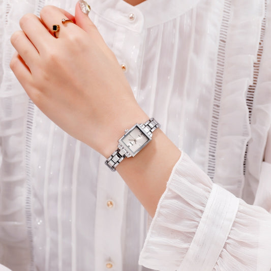 SKMEI 1407 Business Fashion Watch with Diamonds Delicate and Elegant Square Zinc Alloy Quartz Watch for Women, Rose Gold, Silvery