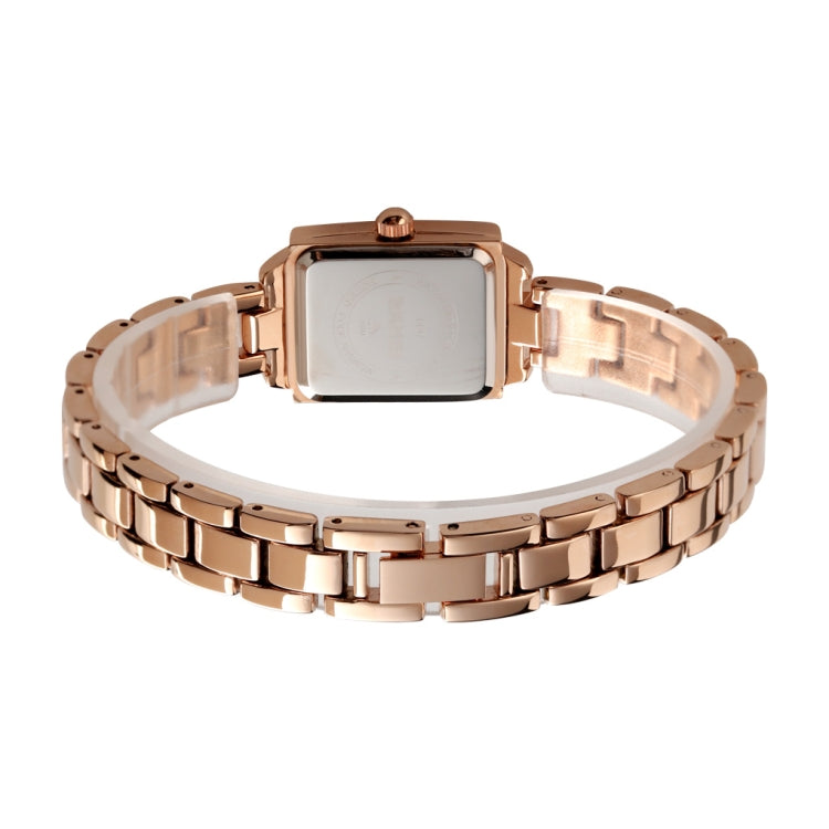SKMEI 1407 Montre de mode professionnelle avec diamants Montre à quartz carrée en alliage de zinc délicate et élégante pour femmes, argentée