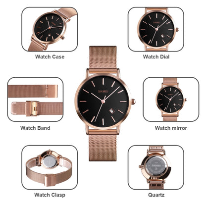 SKMEI 1530 Montre-bracelet simple et élégante en quartz pour femme, style européen et américain