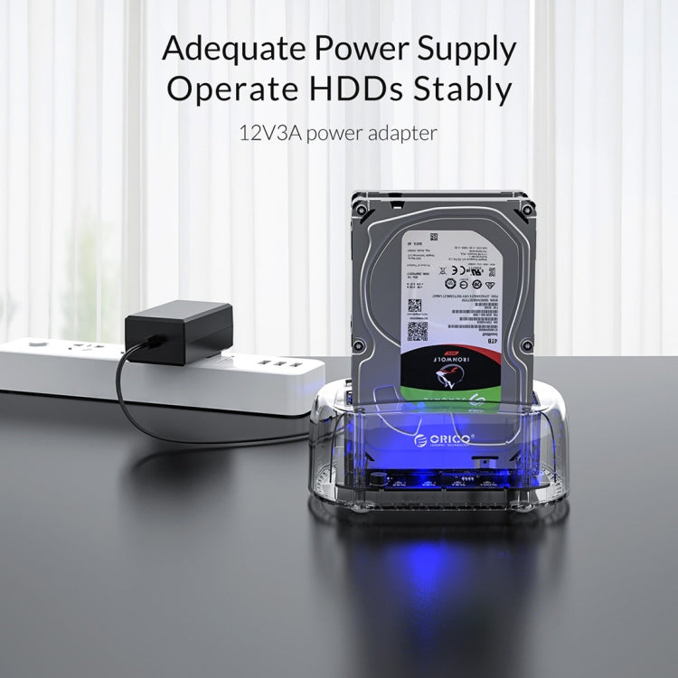 ORICO 6239U3 3.5/2.5inch 2 Bay Transparent USB3.0 Ordinary Reading & Writing Hard Drive Dock
