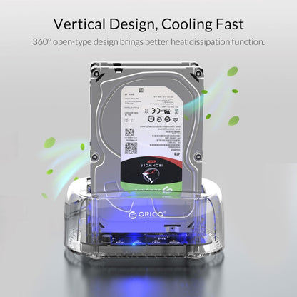 ORICO 6239U3 3.5/2.5inch 2 Bay Transparent USB3.0 Ordinary Reading & Writing Hard Drive Dock