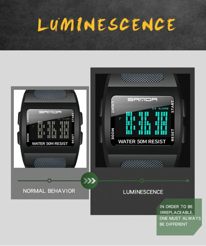 SANDA 222 Herren Sport Outdoor Bergsteigen Digital Elektronische Uhr Quadratische Multifunktionale Wasserdichte Uhr
