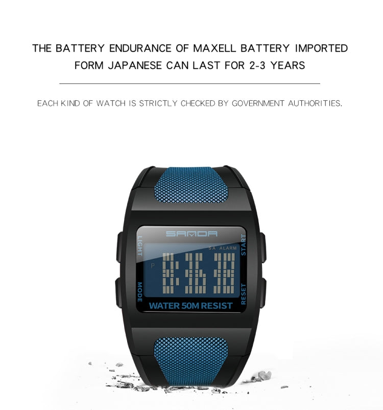 SANDA 222 Herren Sport Outdoor Bergsteigen Digital Elektronische Uhr Quadratische Multifunktionale Wasserdichte Uhr