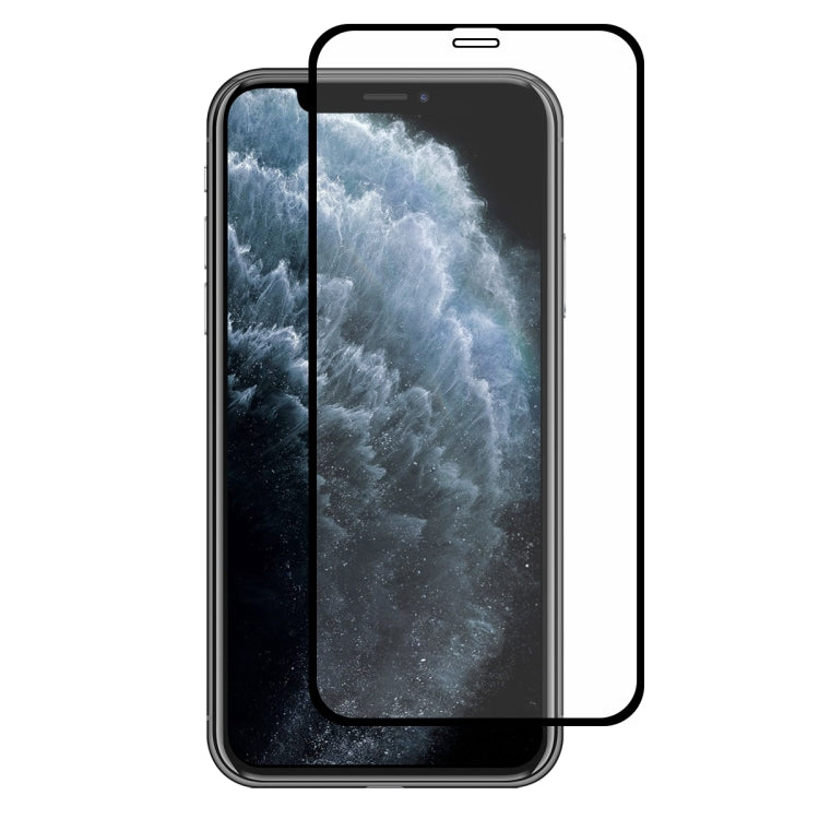 Hat-Prince 2 in 1 Full Glue 0.26mm 9H 2.5D Tempered Glass Full Coverage Protector + 0.2mm 9H 2.15D Round Edge Rear Camera Lens Tempered Glass Film, For iPhone 11 Pro Max, For iPhone 11 Pro, For iPhone 11