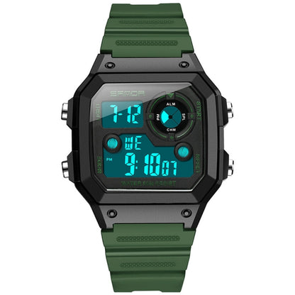 SANDA418 Square Wristwatch Swimming Waterproof Alarm Night light Male Student Watch Simple Fashion Sports Watch