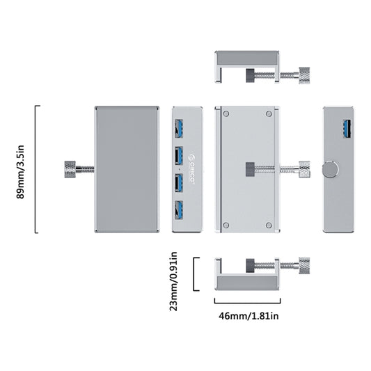 ORICO  MH4PU-P Aluminum Alloy 4 Port USB3.0 Clip-type HUB