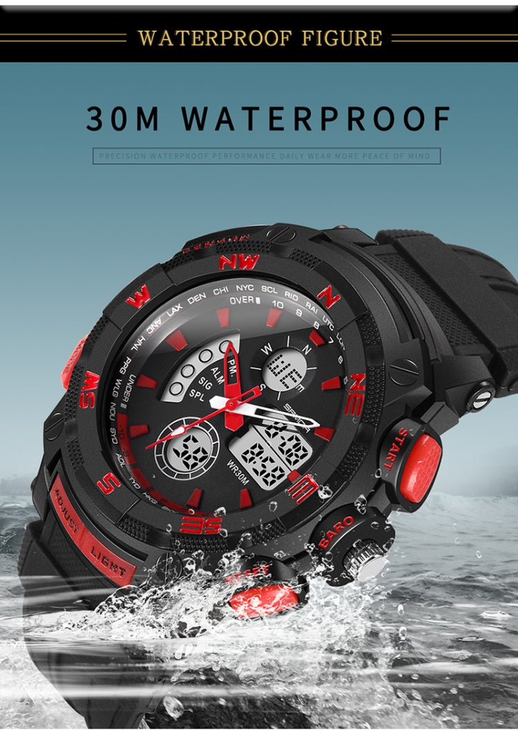 SANDA 775 Uhr Herren Elektronische Uhr Erwachsene Mittelschüler Jugendliche Multifunktionale Sport Wasserdichte Trend Doppeluhr