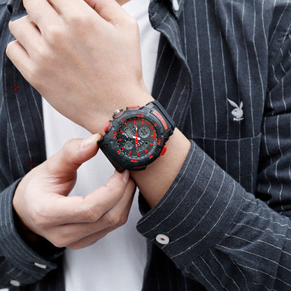 SANDA 775 Uhr Herren Elektronische Uhr Erwachsene Mittelschüler Jugendliche Multifunktionale Sport Wasserdichte Trend Doppeluhr