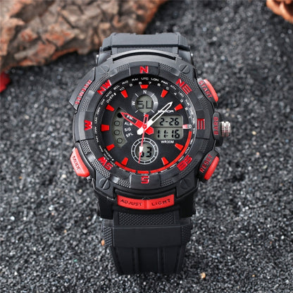 SANDA 775 Uhr Herren Elektronische Uhr Erwachsene Mittelschüler Jugendliche Multifunktionale Sport Wasserdichte Trend Doppeluhr