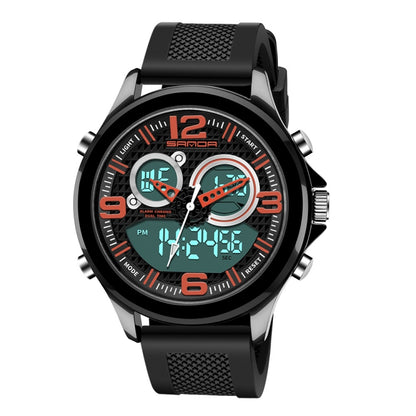 SANDA 793 Grande Montre de Marée à Cadran Tendance pour Étudiant Multi-Fonctions Double Luminescence Étanche Montre Électronique