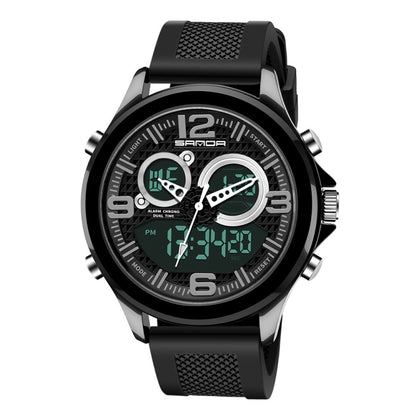 SANDA 793 Grande Montre de Marée à Cadran Tendance pour Étudiant Multi-Fonctions Double Luminescence Étanche Montre Électronique