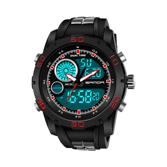 Montre SANDA neuve étanche, lumineuse et multifonctionnelle en plastique pour hommes, idéale pour les sports de plein air (LED). Montre électronique LED.