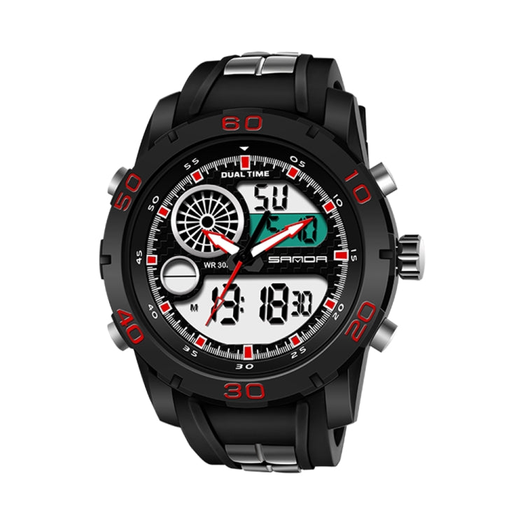 SANDA Nouvelle Montre Multifonctionnelle Lumineuse en Plastique Étanche Hommes Sports de Plein Air Montre Électronique LED