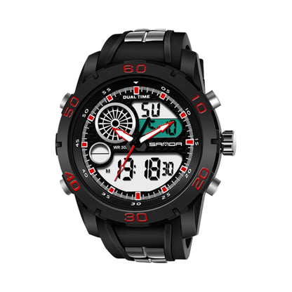 SANDA Nouvelle Montre Multifonctionnelle Lumineuse en Plastique Étanche Hommes Sports de Plein Air Montre Électronique LED