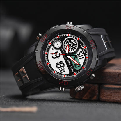 SANDA Nouvelle Montre Multifonctionnelle Lumineuse en Plastique Étanche Hommes Sports de Plein Air Montre Électronique LED
