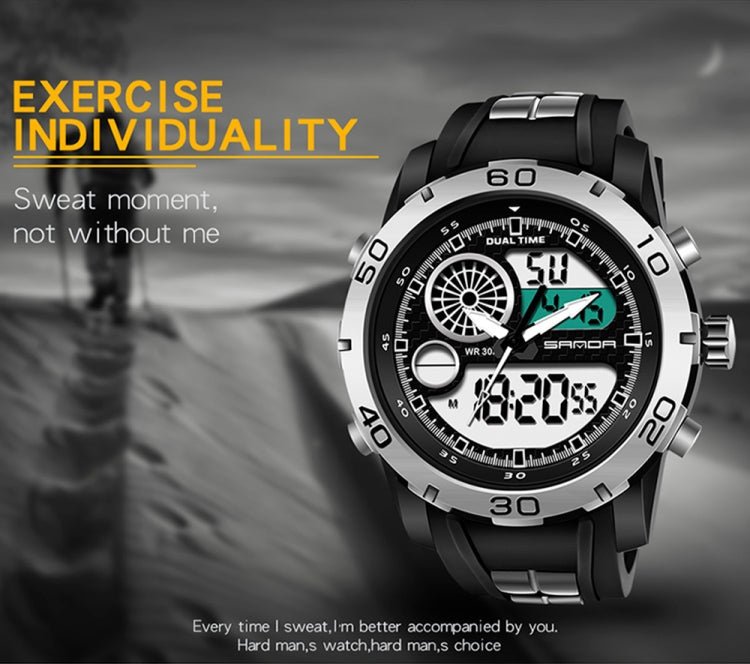SANDA Nouvelle Montre Multifonctionnelle Lumineuse en Plastique Étanche Hommes Sports de Plein Air Montre Électronique LED