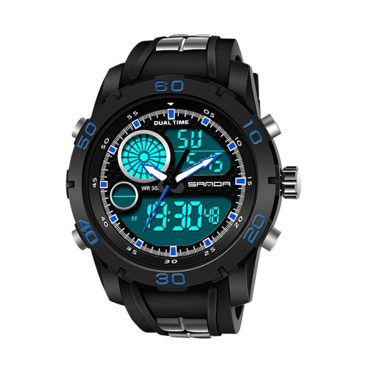 SANDA Nouvelle Montre Multifonctionnelle Lumineuse en Plastique Étanche Hommes Sports de Plein Air Montre Électronique LED
