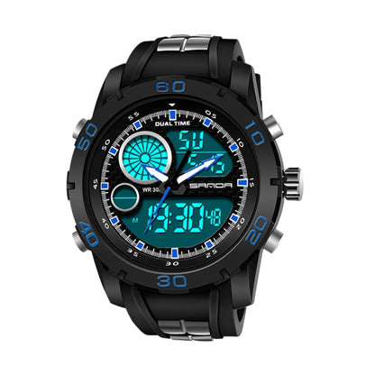 SANDA Nouvelle Montre Multifonctionnelle Lumineuse en Plastique Étanche Hommes Sports de Plein Air Montre Électronique LED