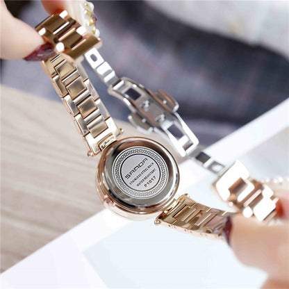 SANDA 1017 Montre Femme Tout Autour du Ciel Étoilé Montre Rotative à 360 Degrés Bracelet en Acier Diamant Montre Femme
