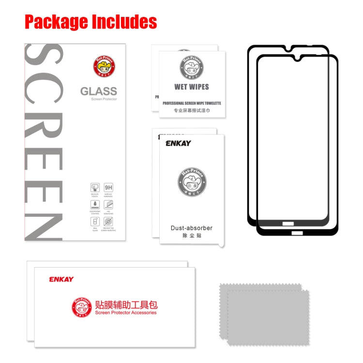 2 PCS ENKAY Hat-prince Full Glue 0.26mm 9H 2.5D Tempered Glass Full Coverage Film, For REDMI Note 8T