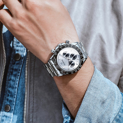 OCHSTIN Augusten 6103B Multi Function Quartz Watch Sports luminous Waterproof Watch Calendar Steel Band Men  Watch