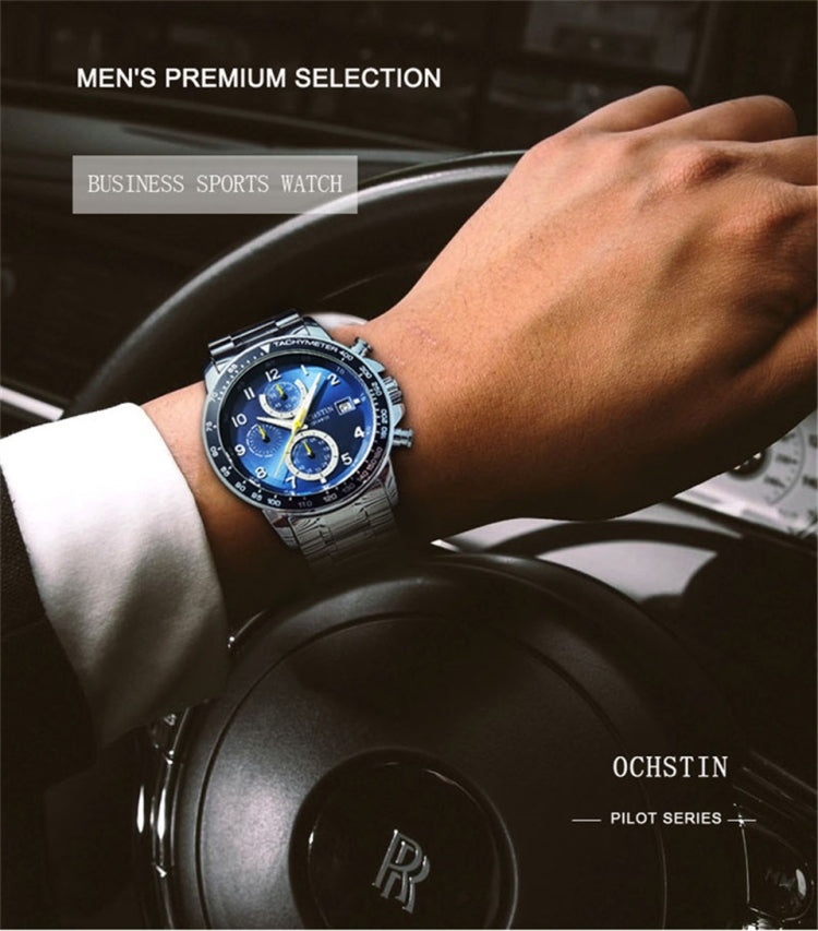 OCHSTIN 6112 Montre Multifonction Homme Mode Sport Affaires Calendrier Lumineuse Montre Quartz Acier Inoxydable