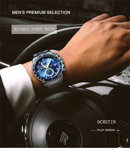 OCHSTIN 6112 Montre Multifonction Homme Mode Sport Affaires Calendrier Lumineuse Montre Quartz Acier Inoxydable