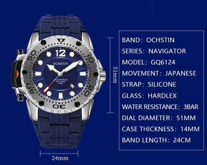 OCHSTIN 6124 Montre Homme Étanche Lumineuse Montre de Sport de Plein Air en Quartz Montre en Silicone