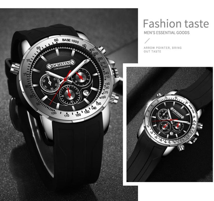 OCHSTIN 6125A Montre Homme Chronographe Multifonction Sport Silicone Quartz Étanche