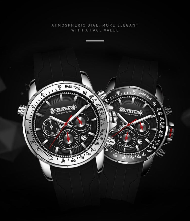 OCHSTIN 6125A Montre Homme Chronographe Multifonction Sport Silicone Quartz Étanche