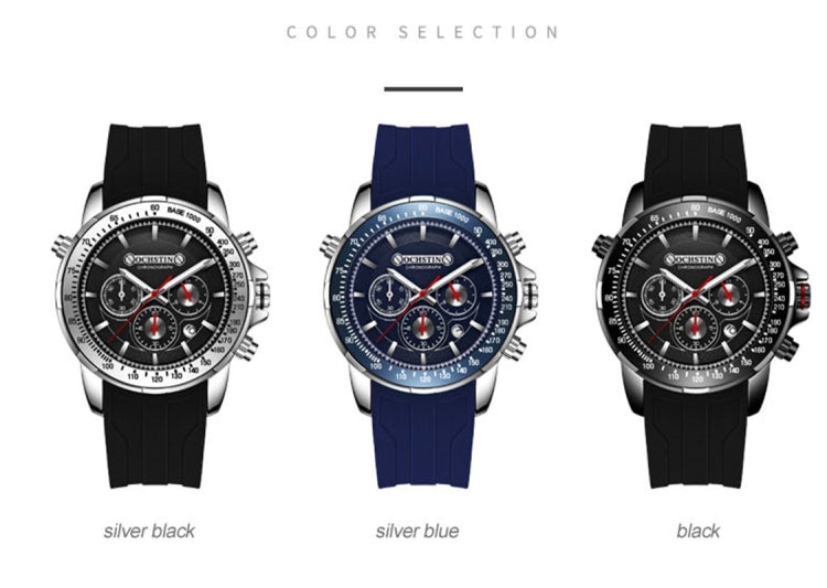 OCHSTIN 6125A Montre Homme Chronographe Multifonction Sport Silicone Quartz Étanche