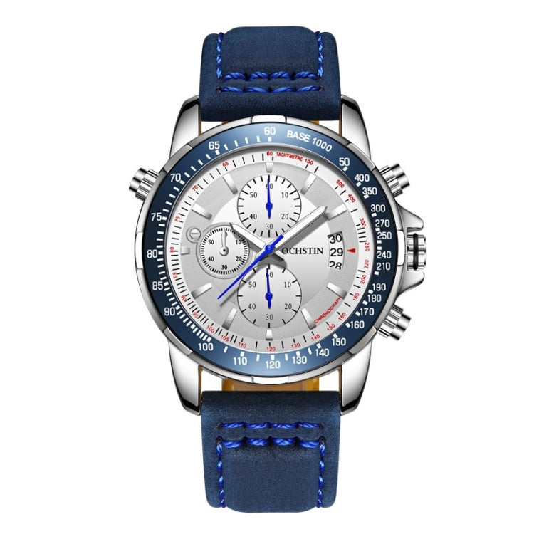 OCHSTIN 6125B Montre à quartz Veilleuse Étanche Chronométrage Multifonction Cuir Mode Hommes Montre
