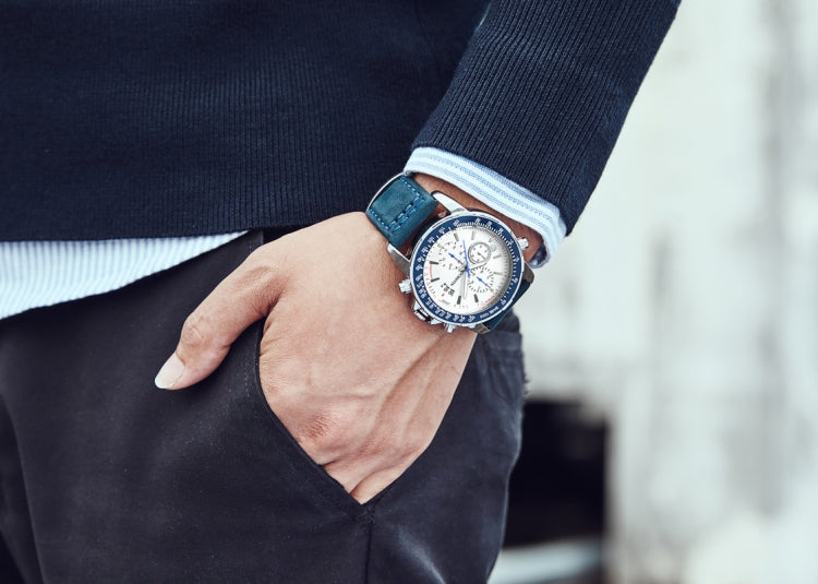 OCHSTIN 6125B Montre à quartz Veilleuse Étanche Chronométrage Multifonction Cuir Mode Hommes Montre