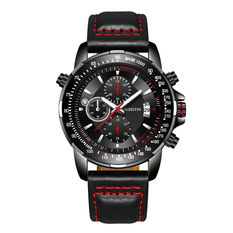 OCHSTIN 6125B Montre à quartz Veilleuse Étanche Chronométrage Multifonction Cuir Mode Hommes Montre