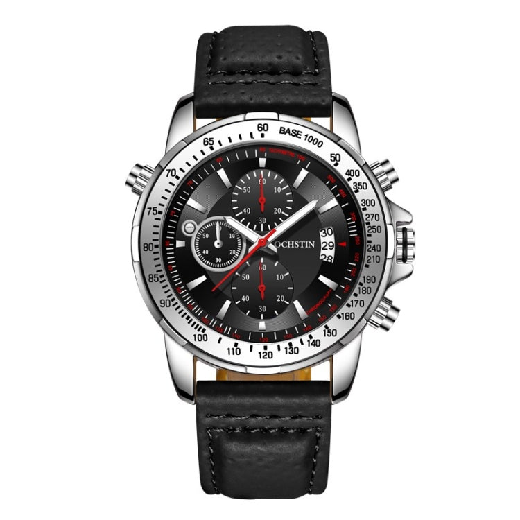 OCHSTIN 6125B Montre à quartz Veilleuse Étanche Chronométrage Multifonction Cuir Mode Hommes Montre