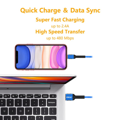 ENKAY ENK-CB203 Cloth Weaving Thread USB to 8 Pin Data Transfer Charging Cable, 8 Pin