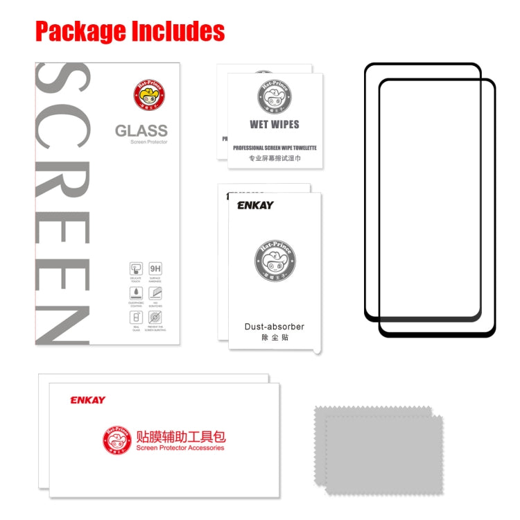 ENKAY Hat-Prince 2 PCS Full Glue 0.26mm 9H 2.5D Tempered Glass Full Coverage Film, For Galaxy A51, For  Galaxy A71