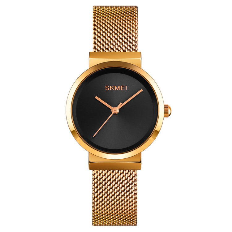 Montre Femme Skmei 1595 Tendance Élégante sans Échelle Bracelet en Acier Maillé Étanche Business Étudiante à Quartz